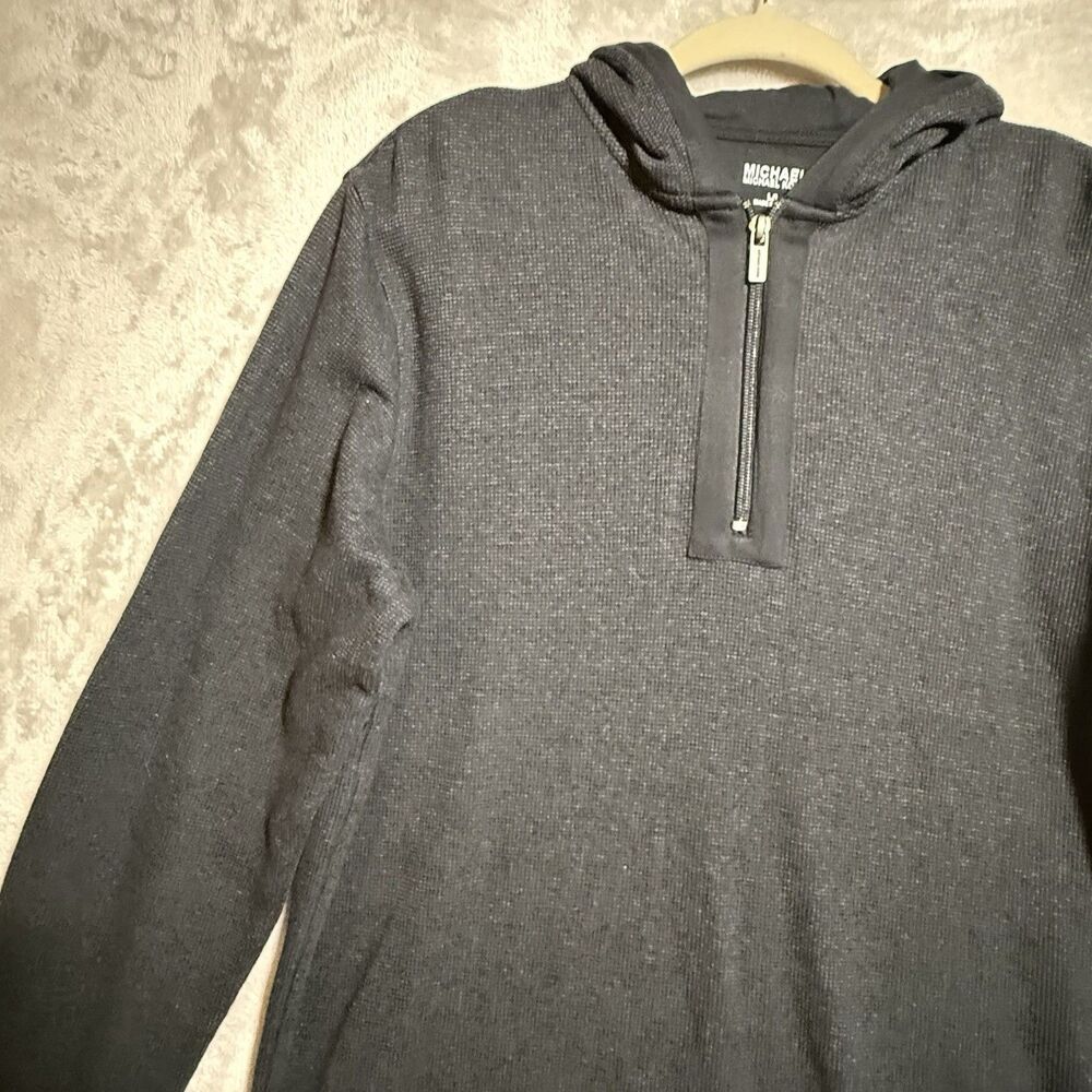 Michael Kors 1/4 Zip Knit Pullover Hoodie Long Sleeve Sweater Top Black Men's L - Picture 5 of 11